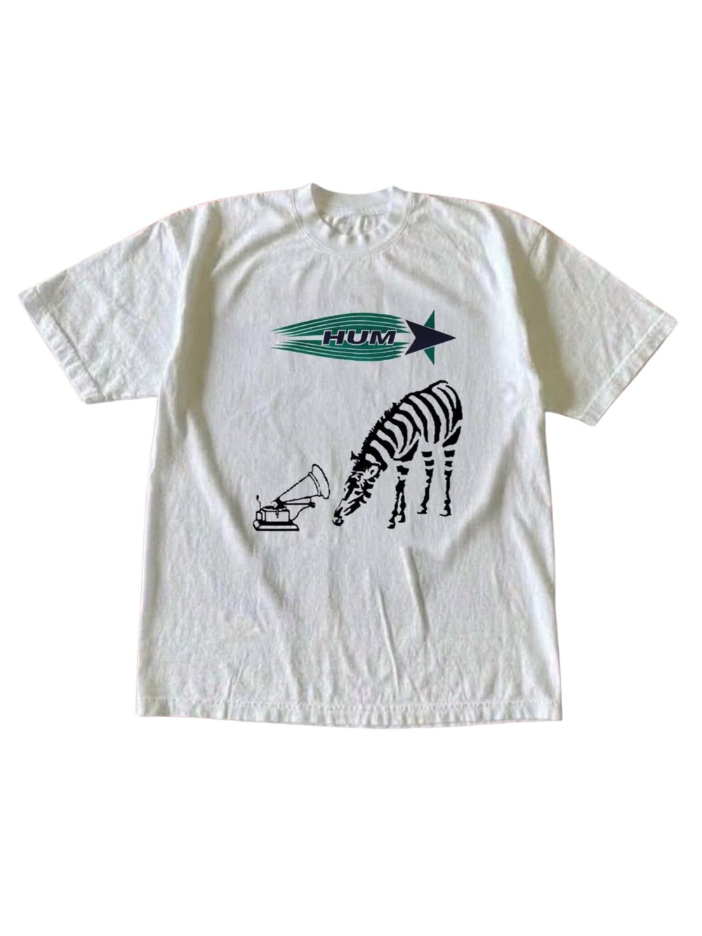 Hum Band Zebra Gramophone White Alt Rock Graphic T-Shirt